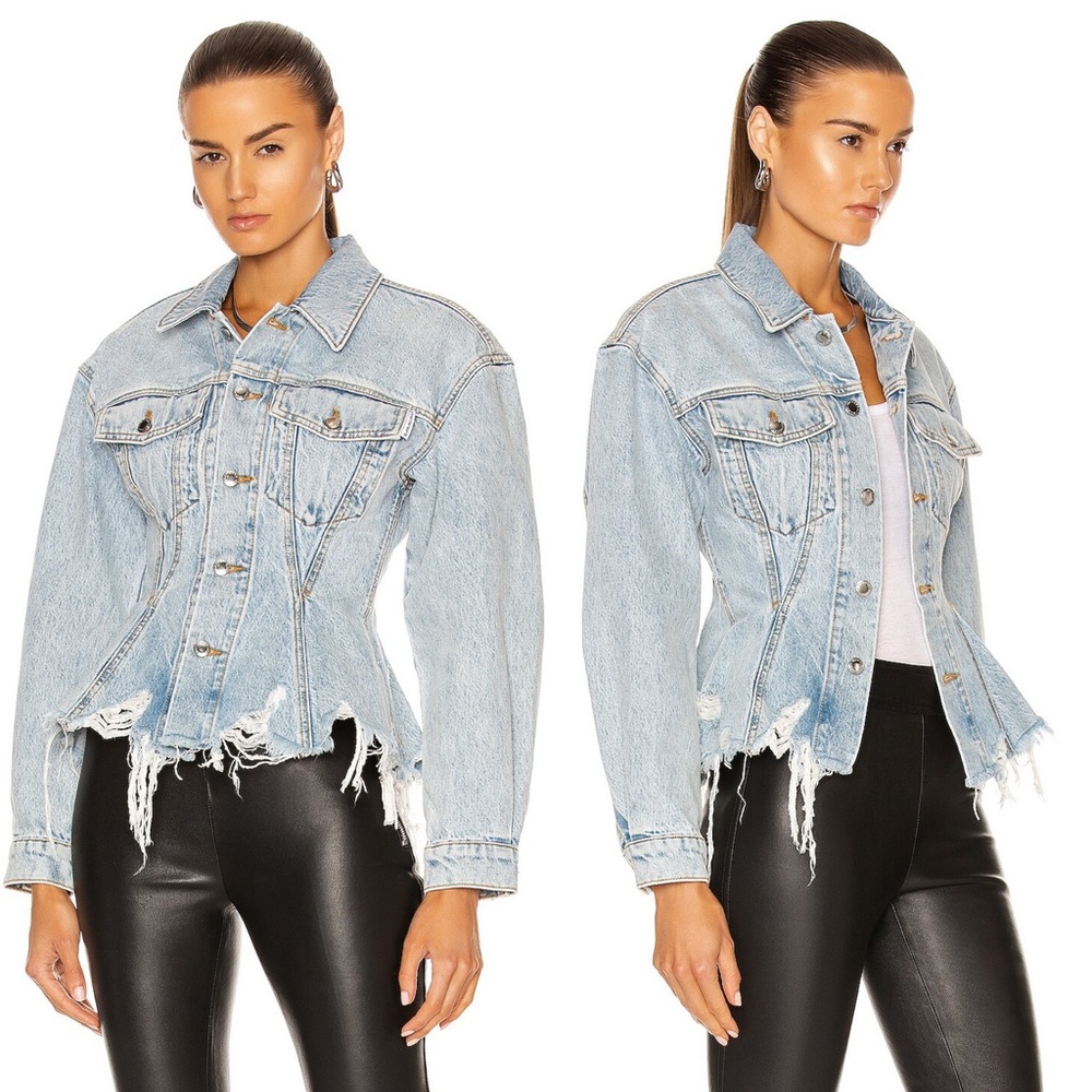 Like new ALEXANDER WANG Sculpted Distressed Denim Jacket $495 XS